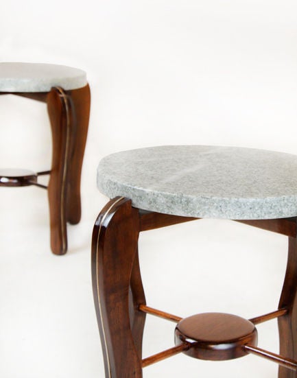 Pair of Solid Sculptural Brazilian Rosewood and Granite Side Tables For Sale 6