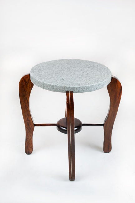 Mid-20th Century Pair of Solid Sculptural Brazilian Rosewood and Granite Side Tables For Sale