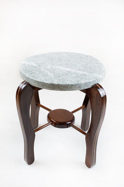 Pair of Solid Sculptural Brazilian Rosewood and Granite Side Tables For Sale 1