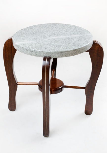 Pair of Solid Sculptural Brazilian Rosewood and Granite Side Tables For Sale 2