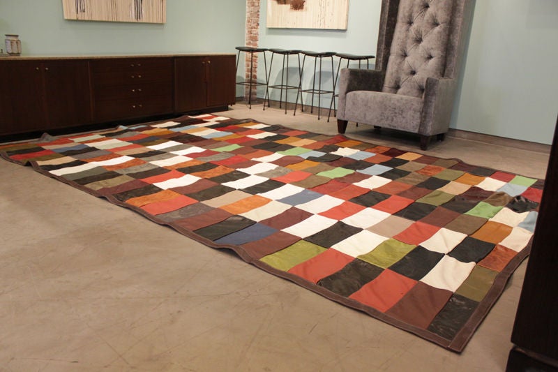 Contemporary Custom Thomas Hayes Studio patchwork leather rug