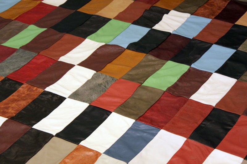 Custom Thomas Hayes Studio patchwork leather rug 1
