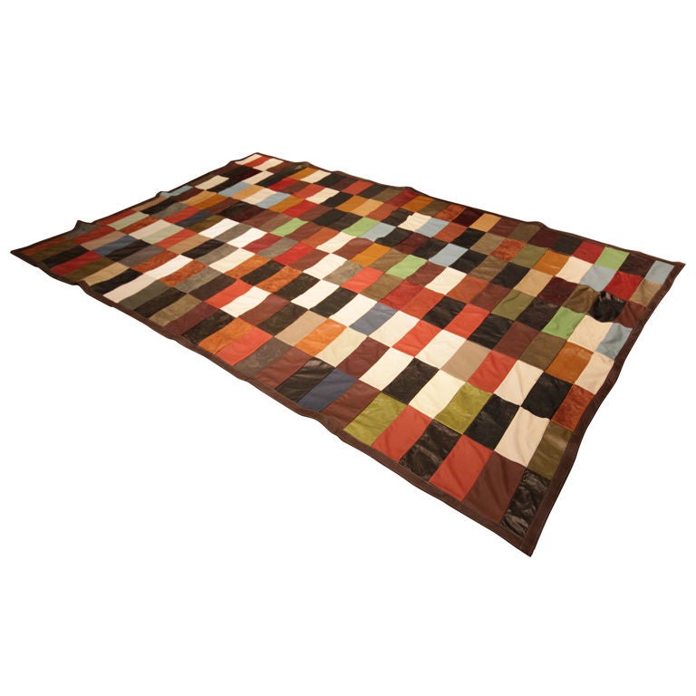 Custom Thomas Hayes Studio patchwork leather rug