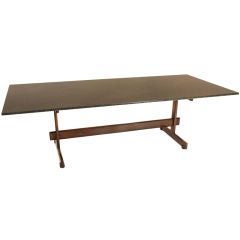 Sergio Rodrigues solid rosewood and granite dining table
