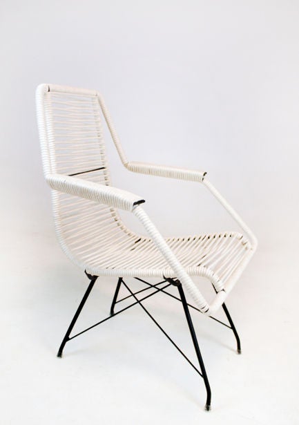 Brazilian Pair of Iron and Cord Lounge Chairs by Martin Eisler