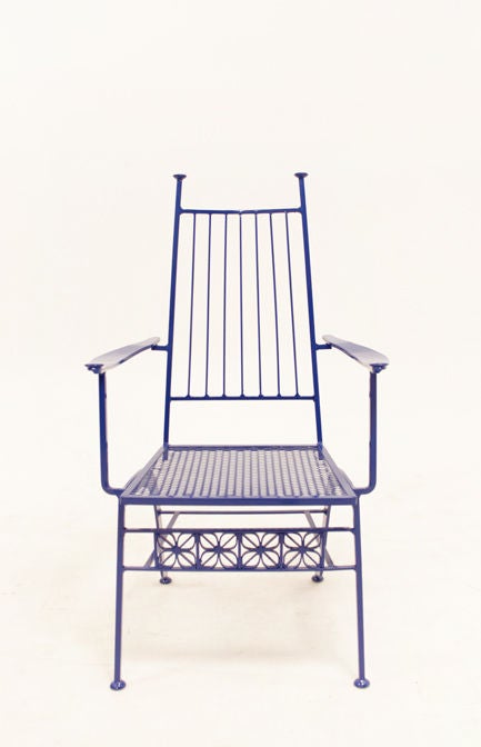 Mid-20th Century Pair of rare wrought iron Salterini patio chairs in blue