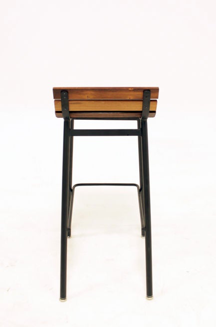Pair of custom Slat Bar Stools in salvaged Rosewood by Thomas Hayes Studio 3