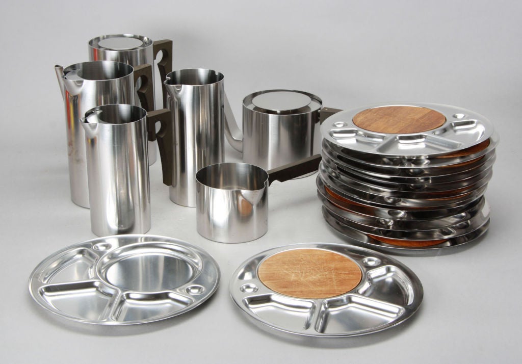 Stainless steel serving set by Arne Jacobsen for Stelton