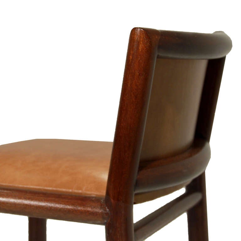 Pair of 2 Solid Bar Stools with Burnt Caramel Leather by Celina 2