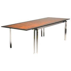 Rosewood Dining Table on Solid Steel Chromed Base by Thomas Hayes Studio 9