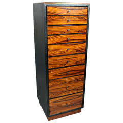 Rosewood, Leather and Glass Tall Jewelry Chest by Thomas Hayes Studio