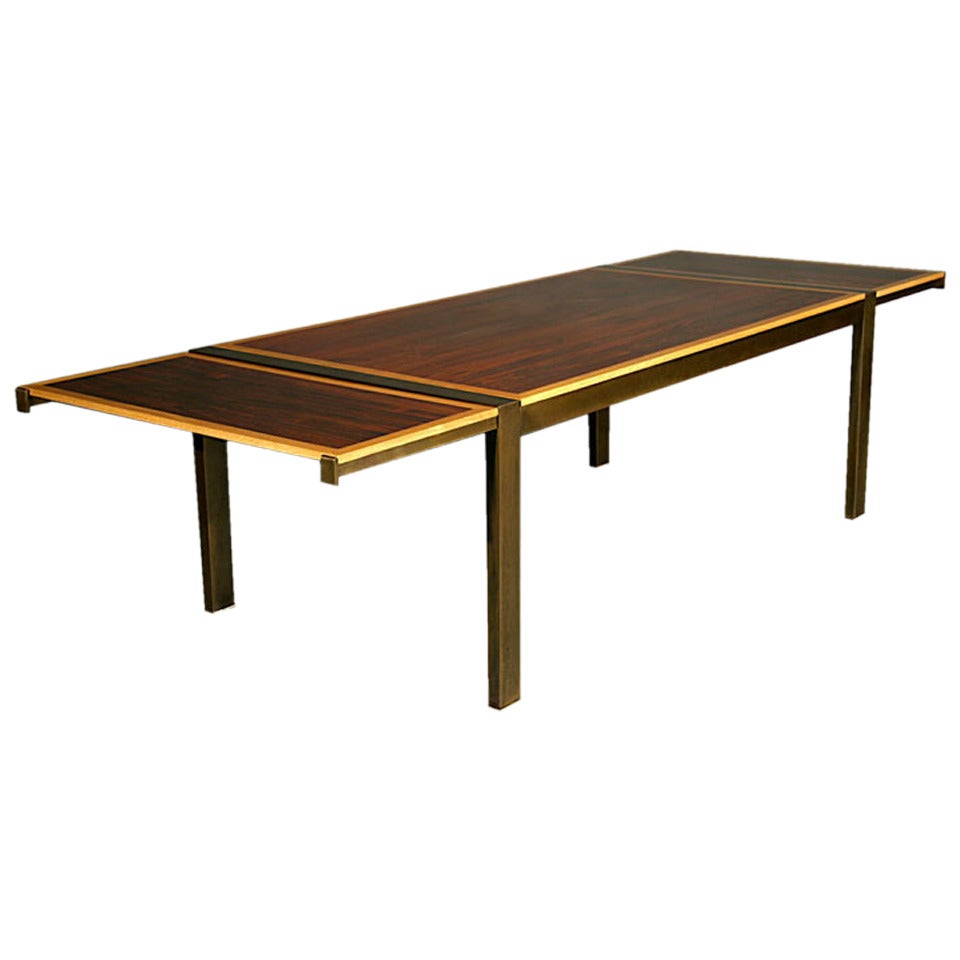 Rosewood, Oak and Bronze Dining Table by Thomas Hayes Studio