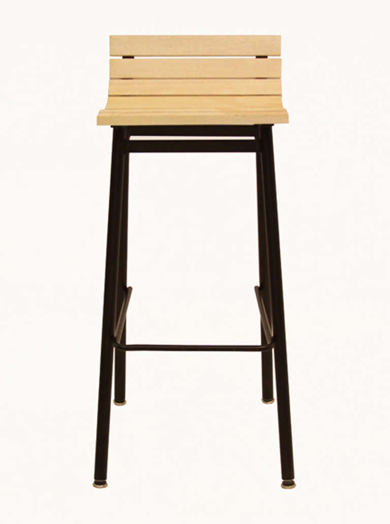 American The Slat Bar Stool In Bleached Oak by Thomas Hayes Studio