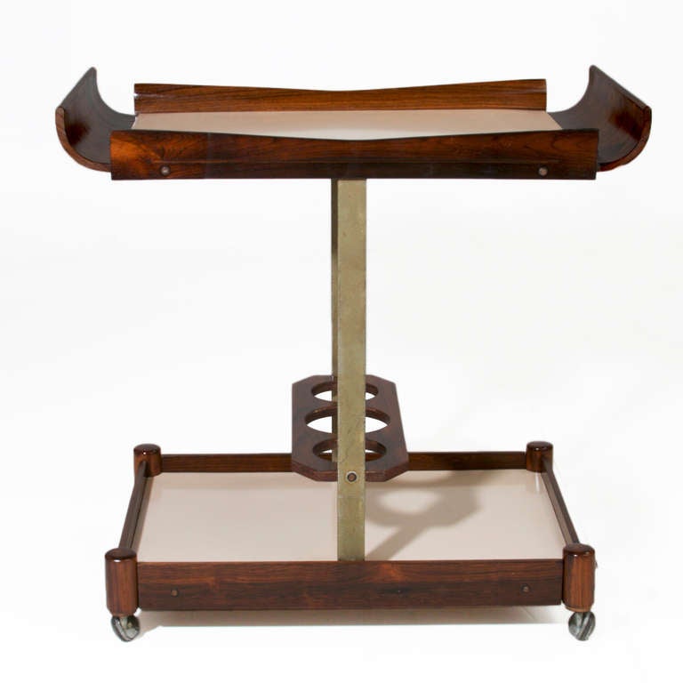 Rosewood & Formica Bar Cart By Jorge Zalszupin