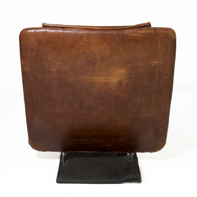 Saporiti Distressed Brown Leather Chair And Ottoman At 1stdibs Saporiti Distressed Brown Leather Chair And Ottoman In Good Condition For Hollywood Ca