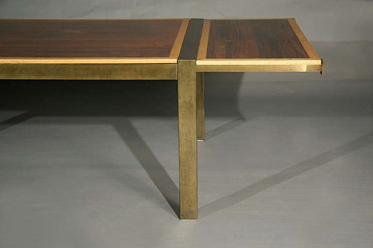 Contemporary Rosewood, Oak and Bronze Dining Table by Thomas Hayes Studio