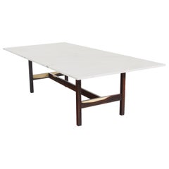 Brazilian Rosewood Dining Table with Carrara Marble Top
