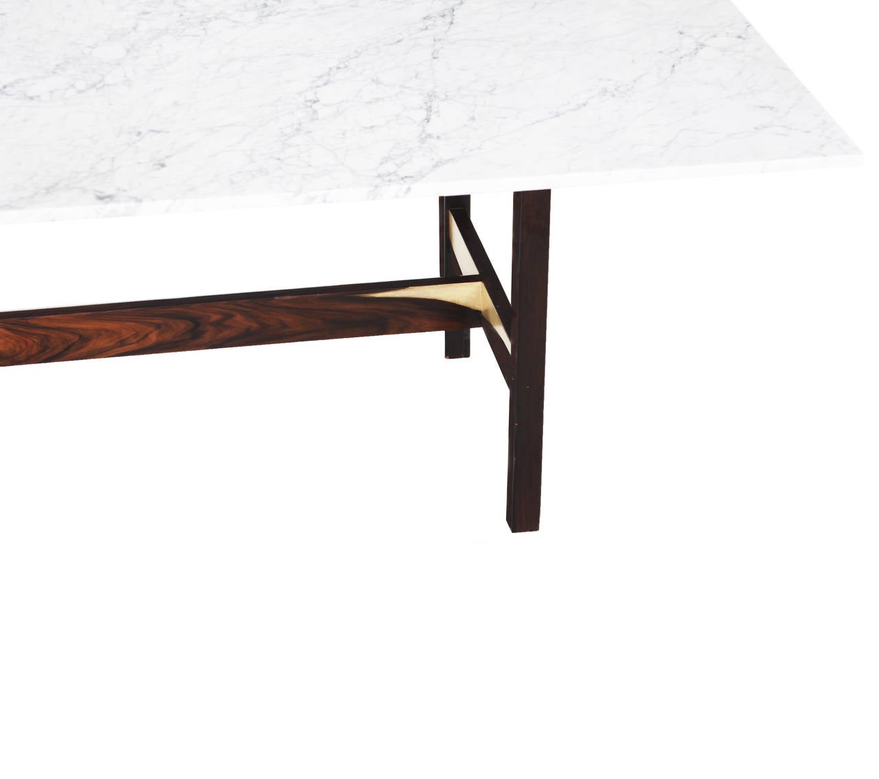 Brazilian Rosewood Dining Table with Carrara Marble Top 2