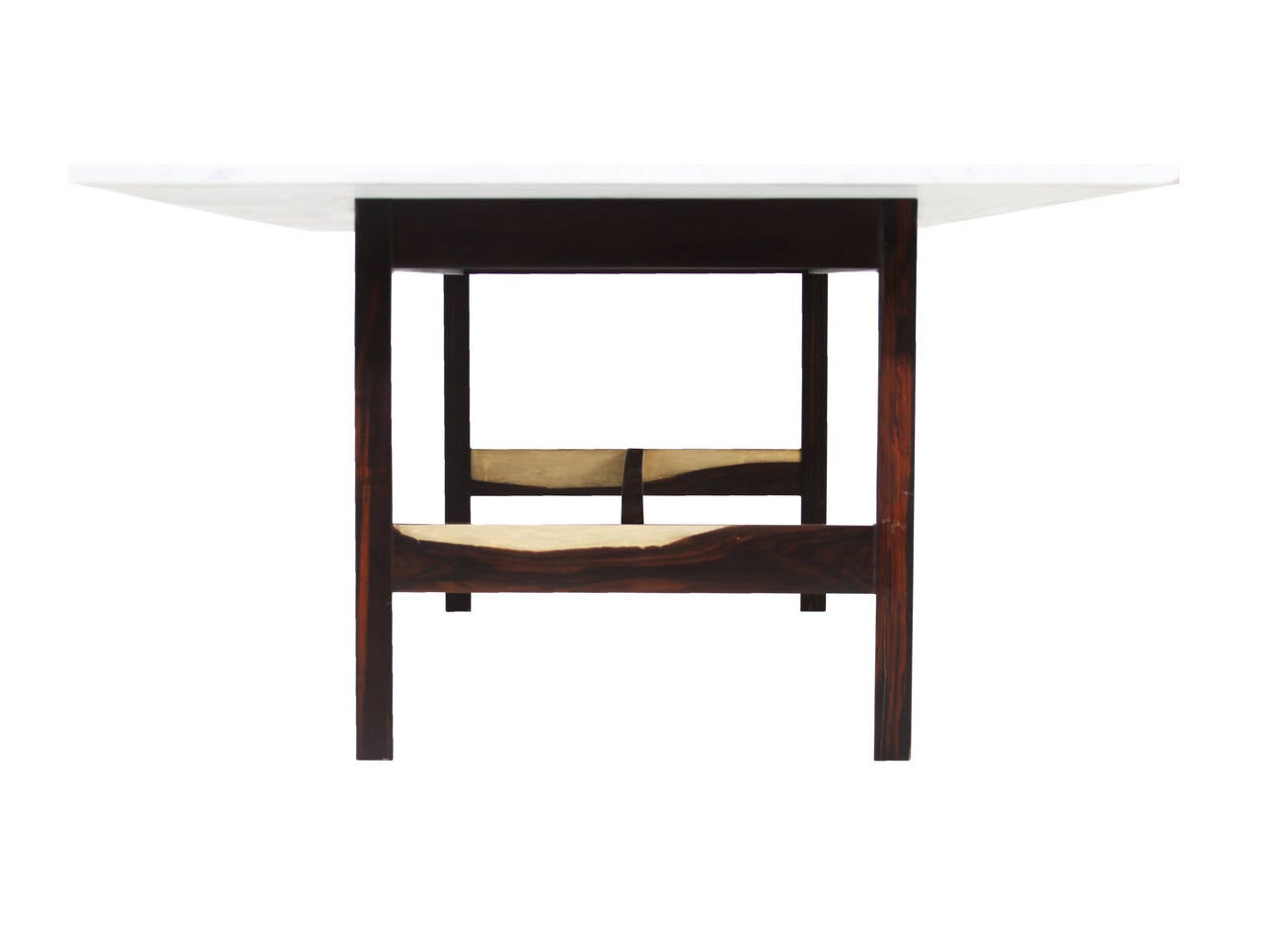 Mid-20th Century Brazilian Rosewood Dining Table with Carrara Marble Top