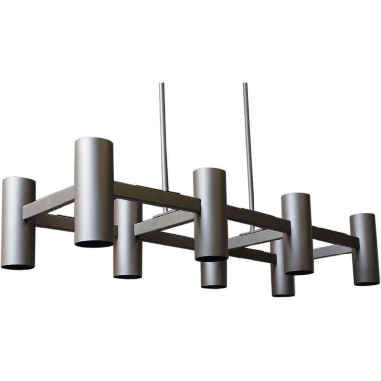 Large architectural 16 light bronze finished chandelier at 1stDibs