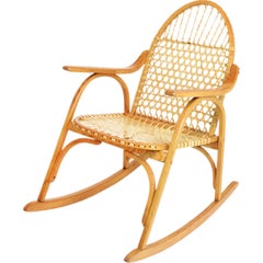 Used Snowshoe Oak Rocking Chair with Rawhide Lacing by Vermont Tubbs