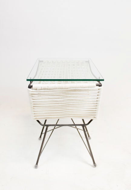 Mid-20th Century Small Iron, Cord and Glass Side Table by Martin Eisler