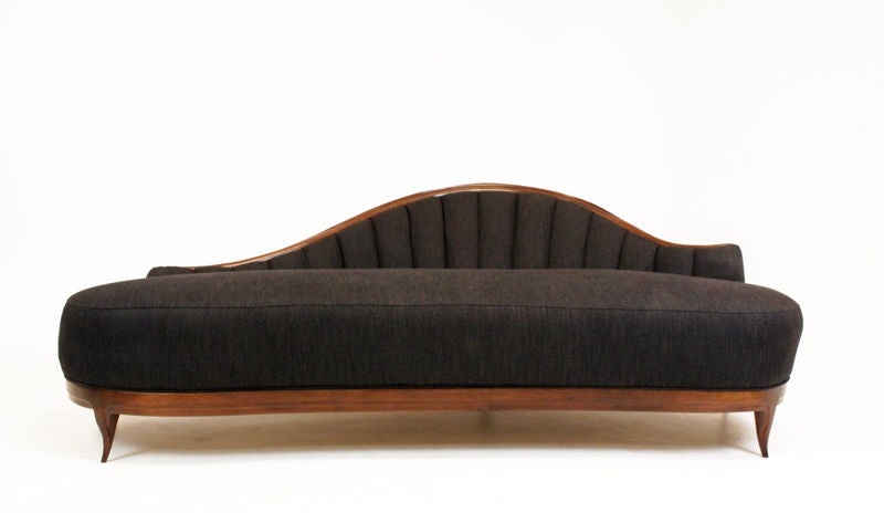 American Solid Walnut large fainting sofa by Ray Leach