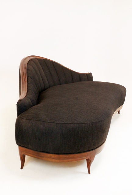 Mid-20th Century Solid Walnut large fainting sofa by Ray Leach