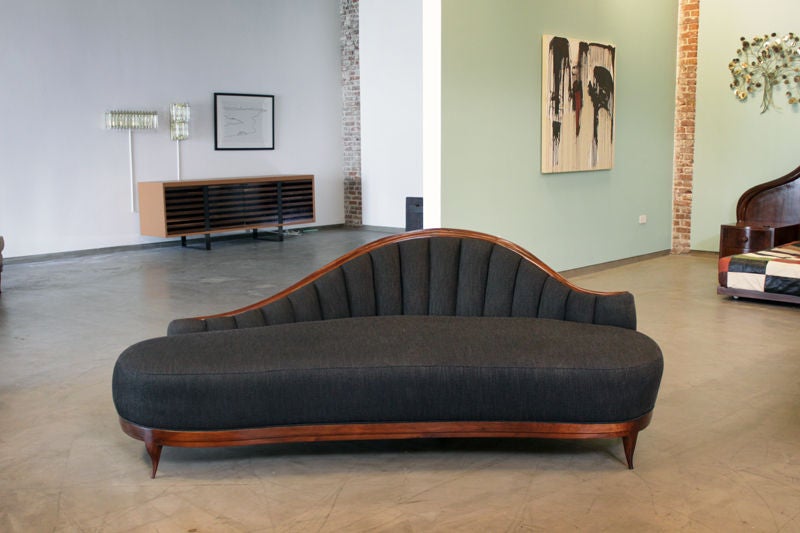 Solid Walnut large fainting sofa by Ray Leach 5