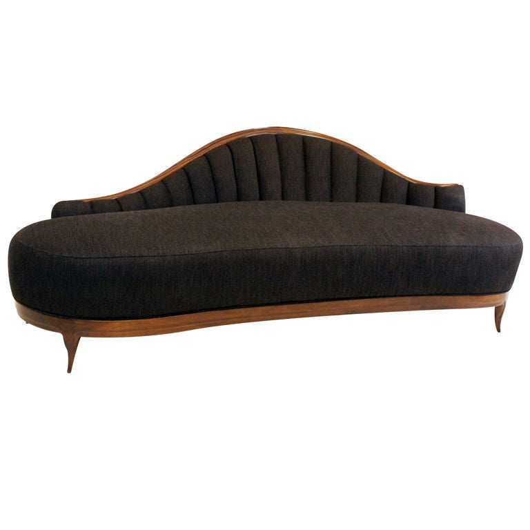 Solid Walnut large fainting sofa by Ray Leach