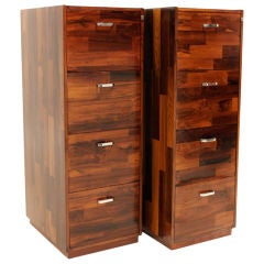 Rare pair of laminated rosewood file cabinets by Jorge Zalszupin