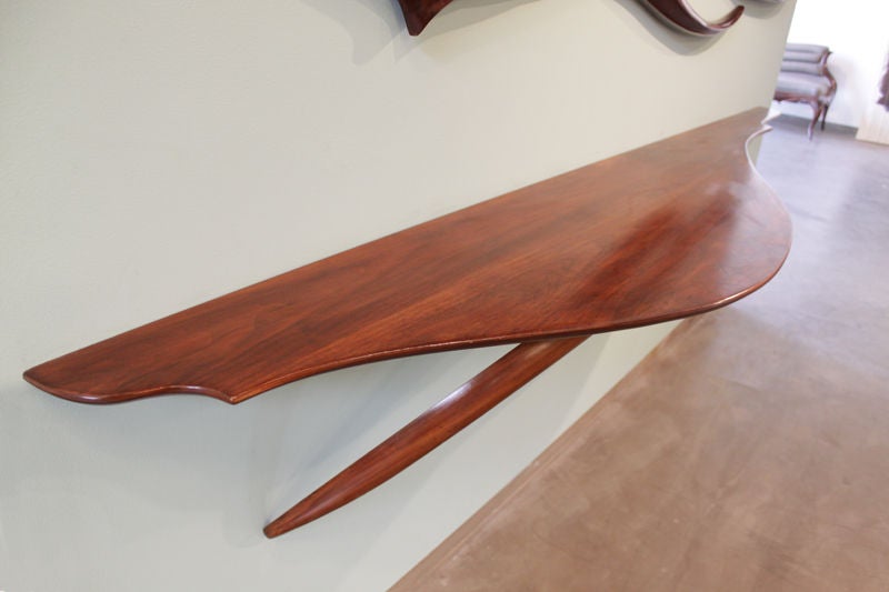 American Floating Solid Walnut Console by Ray Leach