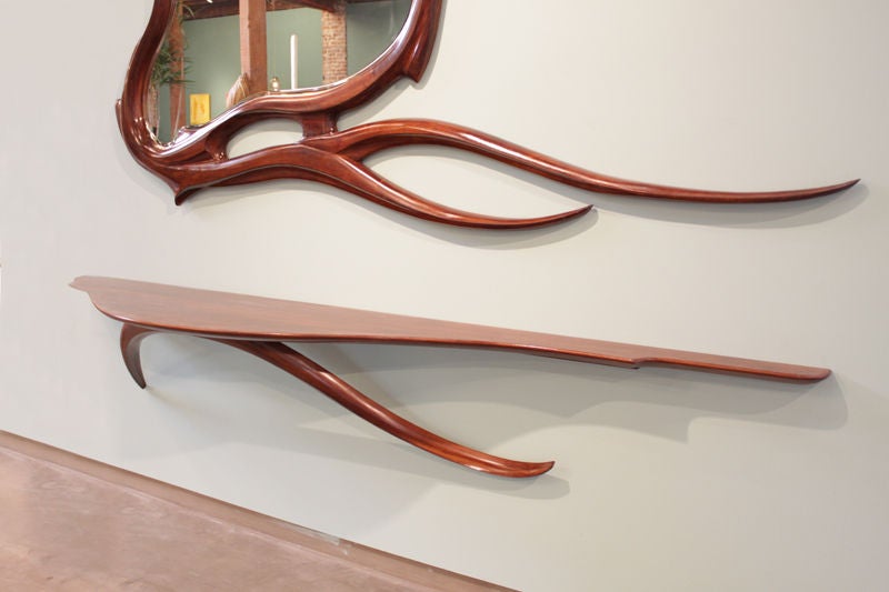 Floating Solid Walnut Console by Ray Leach In Good Condition In Hollywood, CA