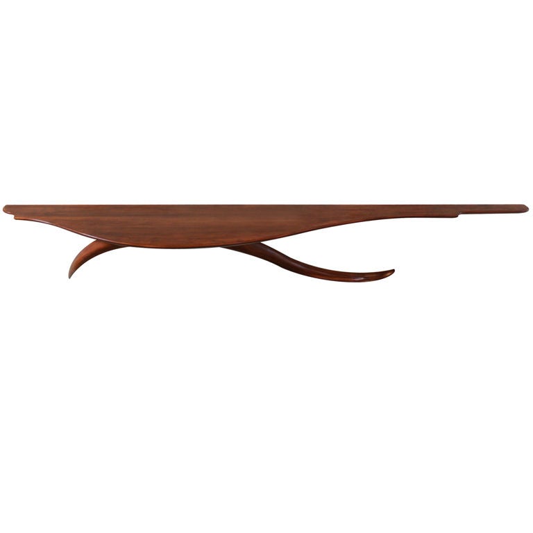 Floating Solid Walnut Console by Ray Leach