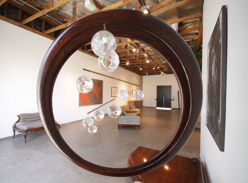 Solid Walnut Hanging Sculpture with Glass Globes by Ray Leach In Good Condition In Hollywood, CA