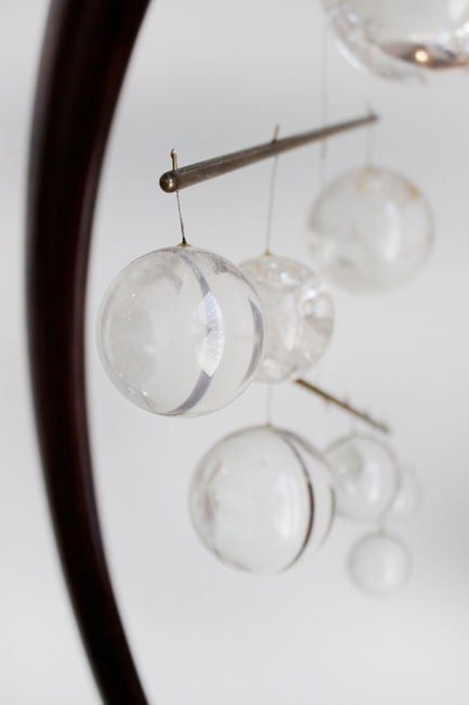 Mid-20th Century Solid Walnut Hanging Sculpture with Glass Globes by Ray Leach