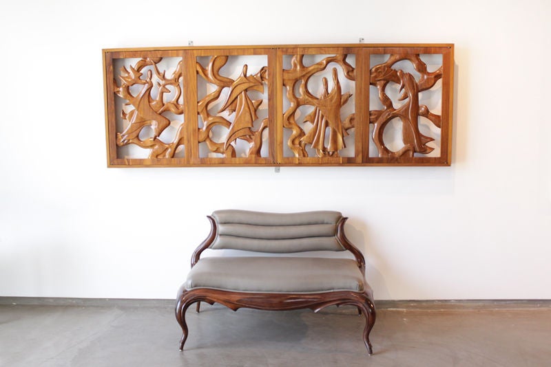 Sculptural Solid Walnut Window Frame and Shutters by Ray Leach 5