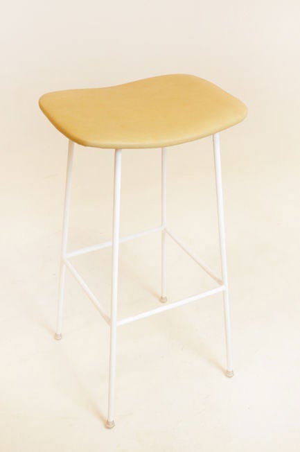 Pair of  white and leather bar stools