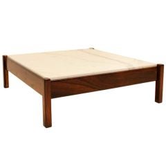 Solid Rosewood Coffee Table with Polished White Marble