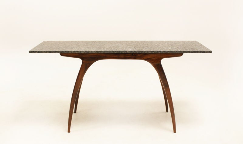 Sculptural Brazilian console with blue-grain granite top