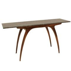 Sculptural Brazilian console with blue-grain granite top