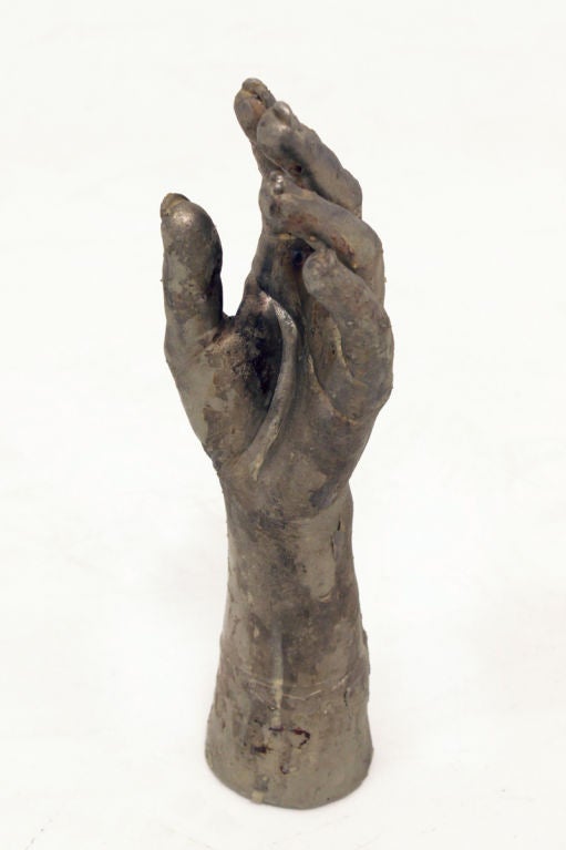 An intricate cast bronze sculpture of a female hand. Highly details and shows beautiful wear pitting consistent with age of piece. Interior is hollow so as not to be too heavy.
Many pieces are stored in our warehouse, so please give us a call at