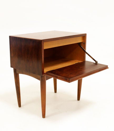 American Mid-Century Sculptural Mahogany Side Tables with Tapered Legs For Sale