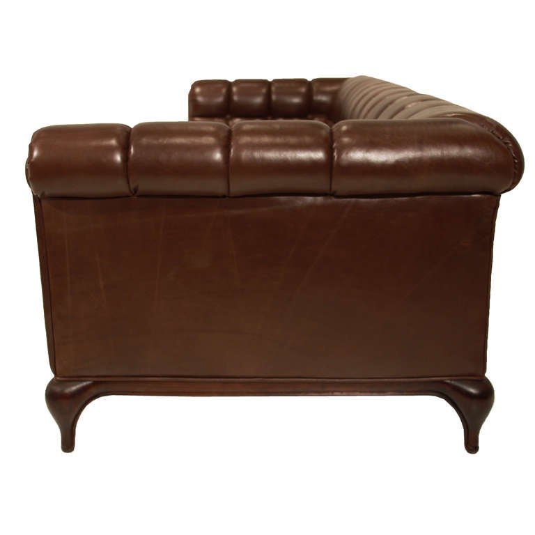 Monteverdi Young Tufted dark chocolate leather sofa at 1stdibs