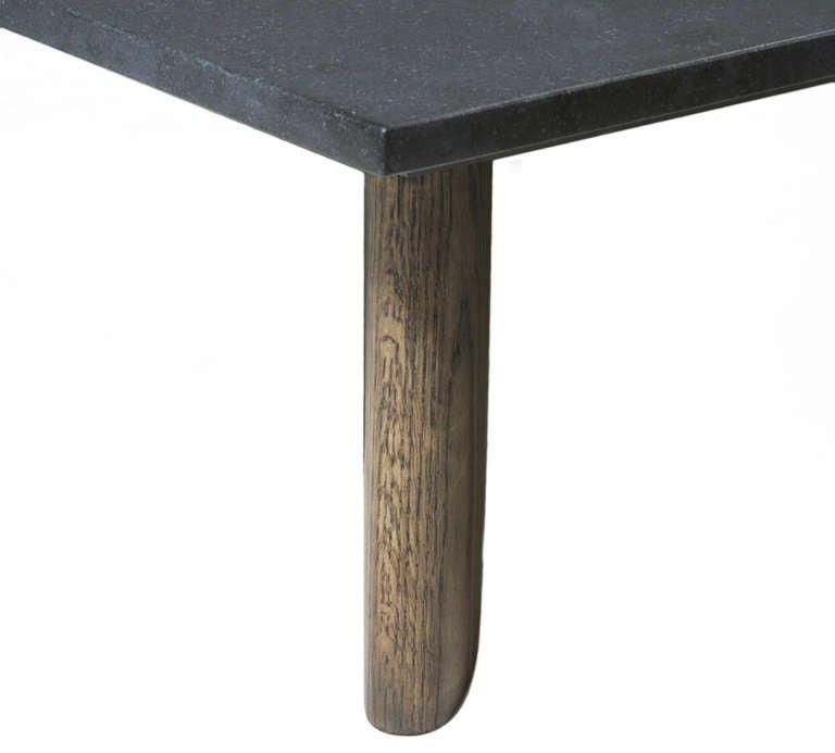 Solid Oak & Honed Black Granite Coffee Table by Thomas Hayes Studio In Excellent Condition In Hollywood, CA