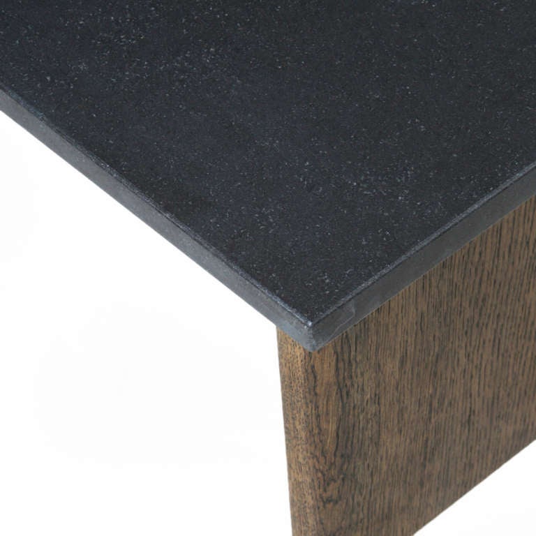 Solid Oak Side Table with Black Granite Top By Thomas Hayes Studio 1