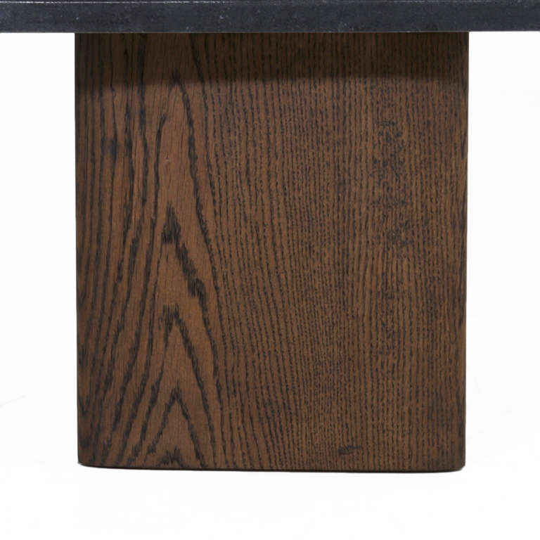 Pair of Solid Oak Side Tables with Black Granite Top 1