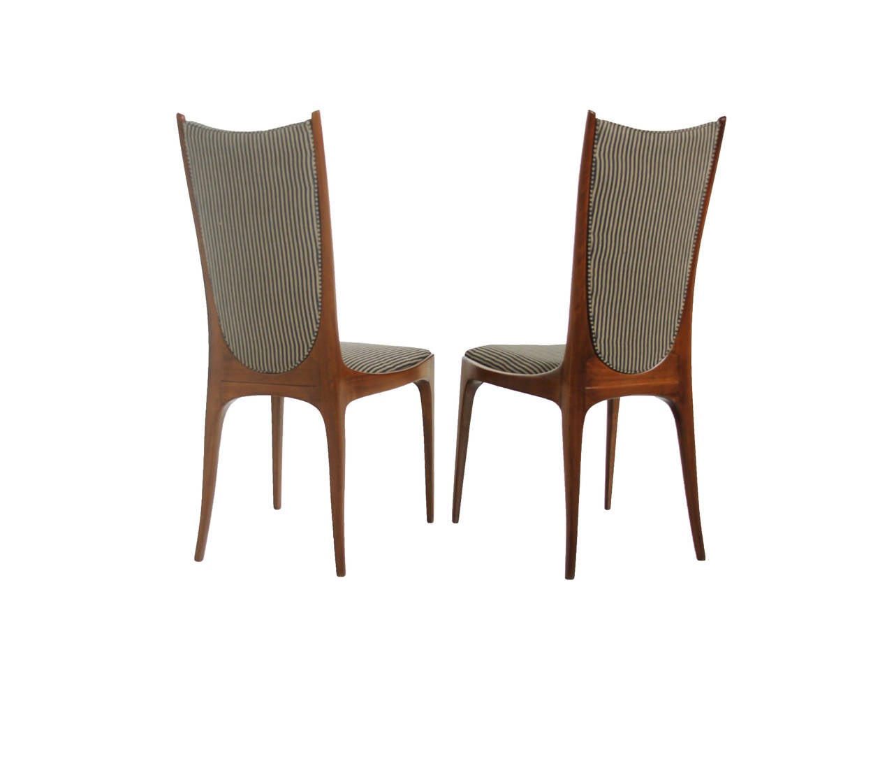 Mid-20th Century Pair of Sculptural High Back Brazilian Chairs