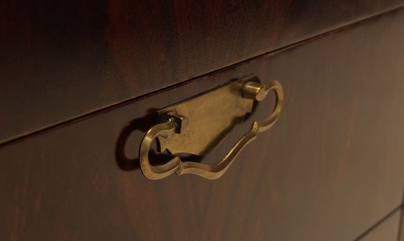 Regency Walnut Credenza with Carved Doors & Solid Brass Hardware For Sale 5