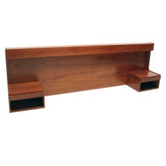 Illuminated Teak  headboard with built in side tables